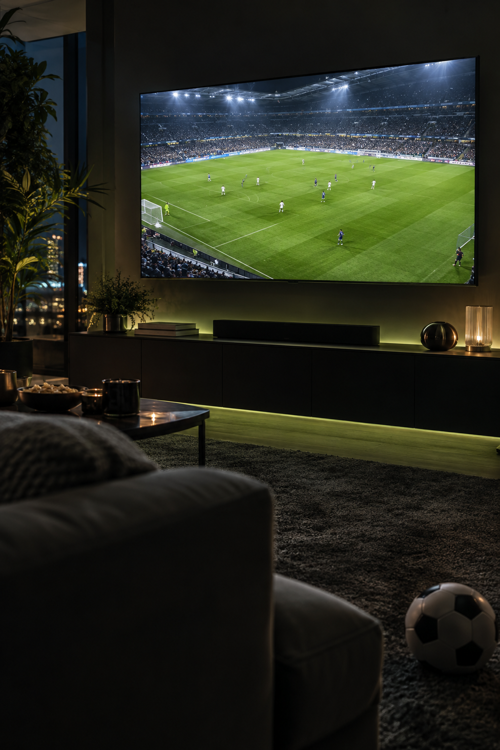 Live tv en sport op een groot scherm